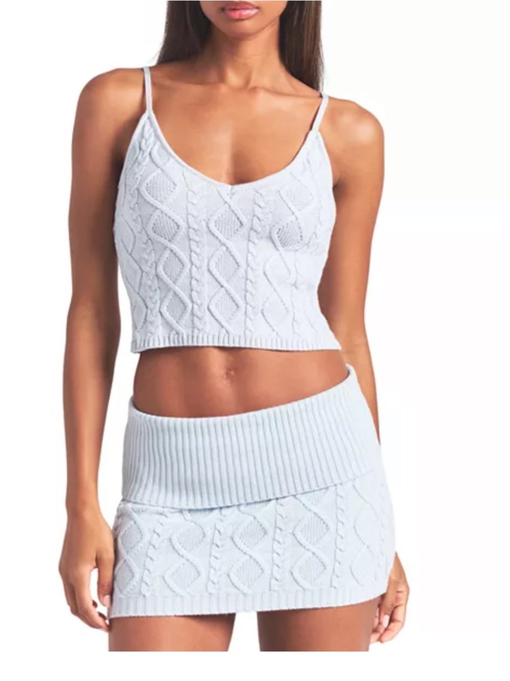 SKIMS Cableknit Skirt Rare Snow Bunny Shop Collection XS Zen Blue NWOT!!